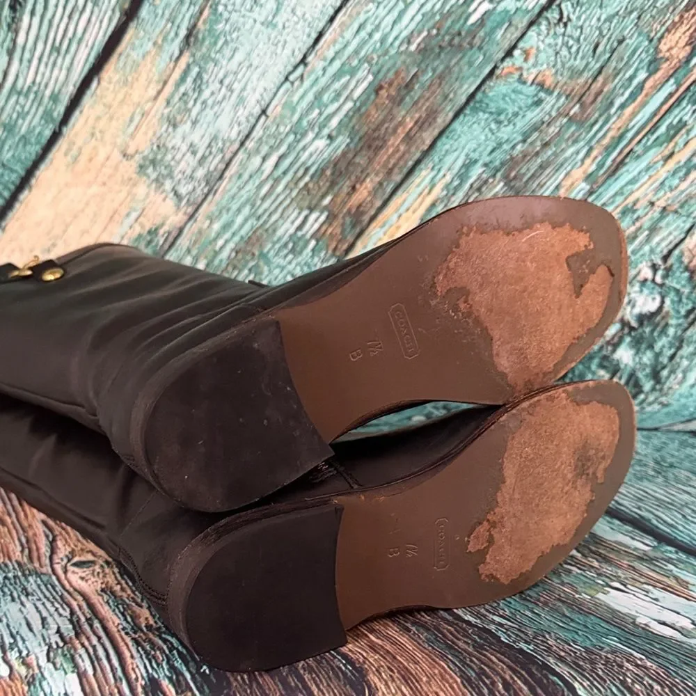 Coach Black Over the Knee Leather Boots